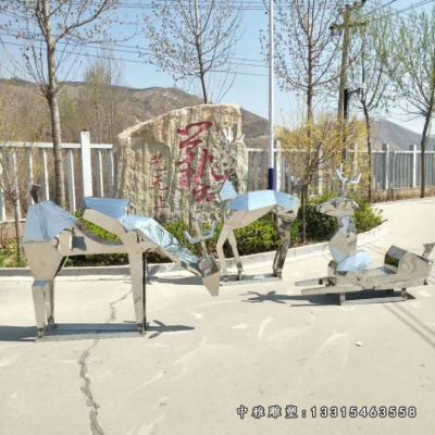 不锈钢抽象小鹿摆件