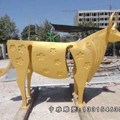 十二生肖牛不锈钢雕塑