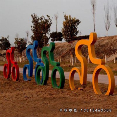 不锈钢公园骑车人物