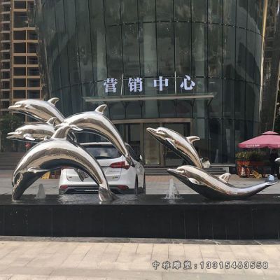 不锈钢镜面海豚雕塑