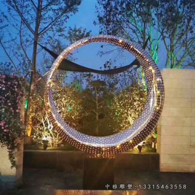不锈钢发光月亮雕塑