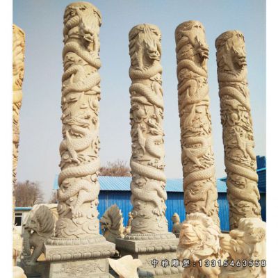 广场龙柱石雕雕塑