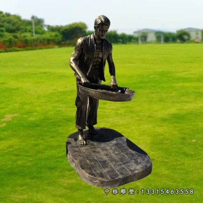 铜雕茶文化主题人物