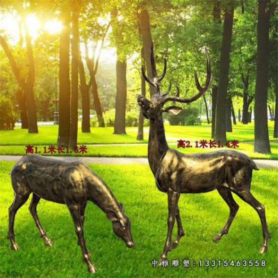 公园小鹿铜雕雕塑