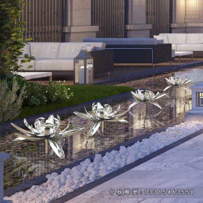 荷花景观不锈钢雕塑