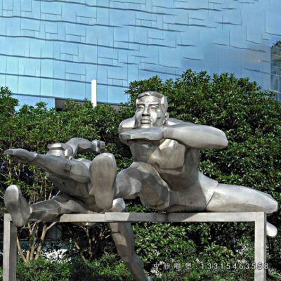 不锈钢抽象跨栏人物雕塑