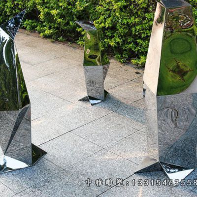 不锈钢公园企鹅雕塑