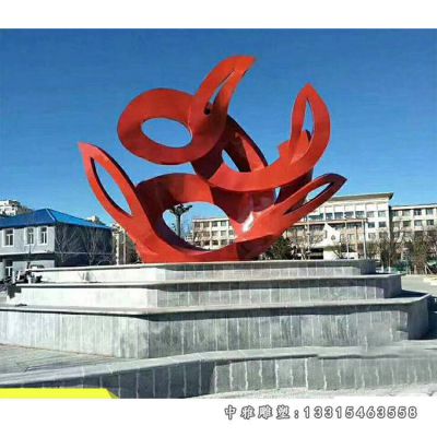 不锈钢抽象丝带雕塑