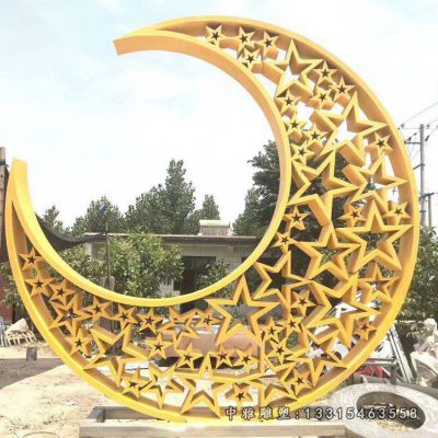 发光不锈钢月亮雕塑