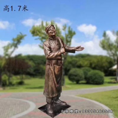 铜雕迎宾店小二