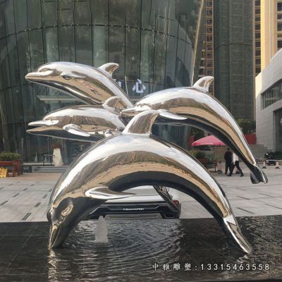 不锈钢嬉戏海豚雕塑