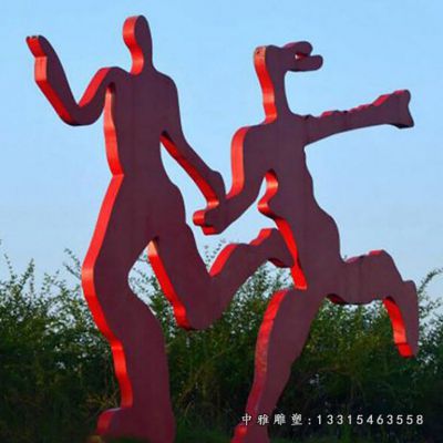 广场情侣不锈钢雕塑