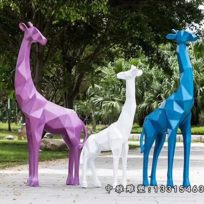 长颈鹿动物不锈钢雕塑