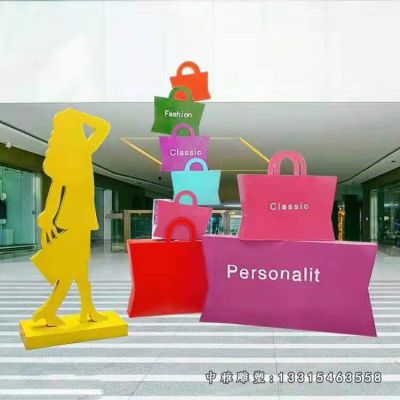 不锈钢时尚购物人物雕塑