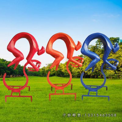 不锈钢公园骑车人物雕塑