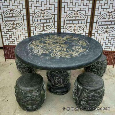 圆形石雕桌凳