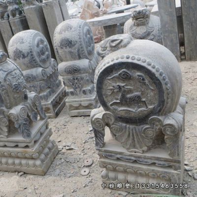 石雕宅门动物抱鼓石