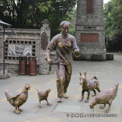 铜雕庭院动物鸡