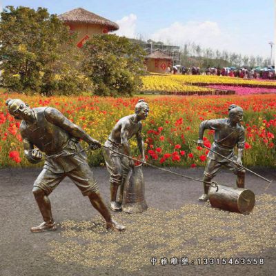 农耕主题人物铜雕