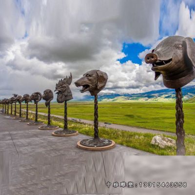 铜雕动物十二生肖