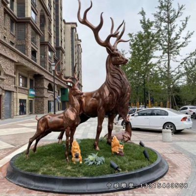 小区铜雕动物鹿