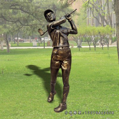 运动铜雕高尔夫球人物