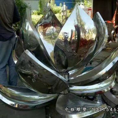 不锈钢镜面荷花雕塑