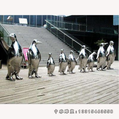 不锈钢企鹅动物雕塑
