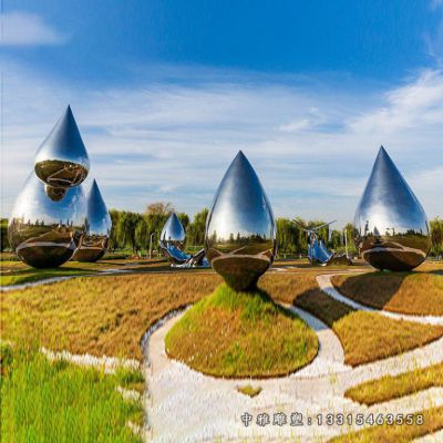 不锈钢镜面水滴雕塑