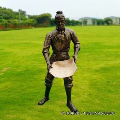 铜雕田园农耕人物