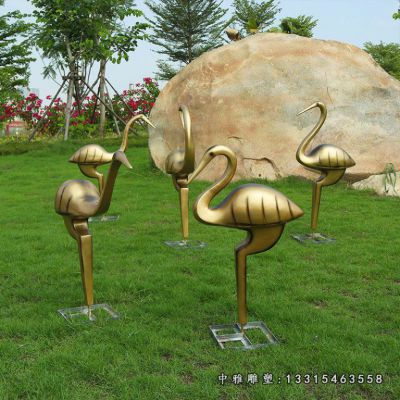 铜雕园林火烈鸟