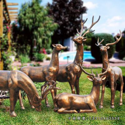 公园铜雕梅花鹿