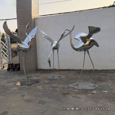 公园不锈钢仙鹤雕塑