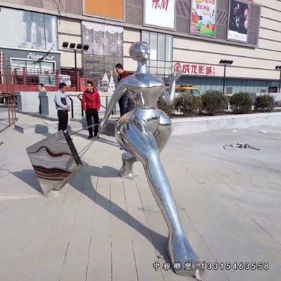 不锈钢商场购物人物雕塑