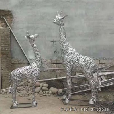 不锈钢长颈鹿动物雕塑