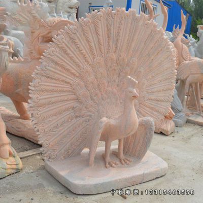 孔雀开屏石雕动物