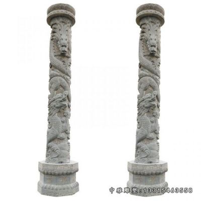 广场龙柱石雕景观