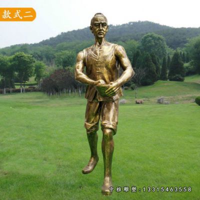 铜雕农耕播种人物