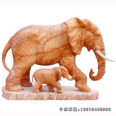 石雕晚霞红大象