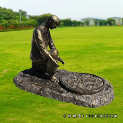 铜雕商业街茶文化人物