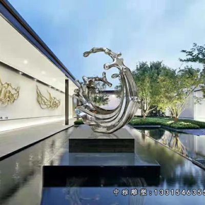 不锈钢抽象海浪雕塑