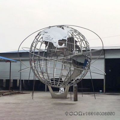 不锈钢景观地球仪雕塑