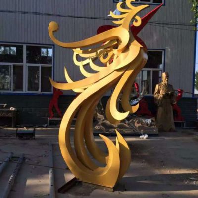 抽象凤凰不锈钢雕塑