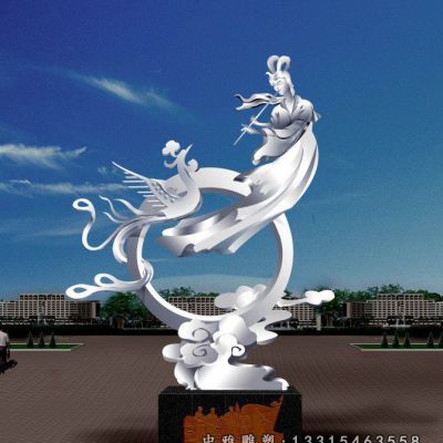 不锈钢嫦娥奔月雕塑