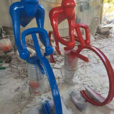不锈钢抽象骑行人物雕塑