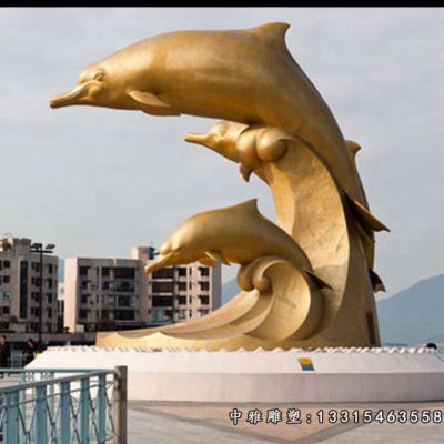 铜雕动物海豚