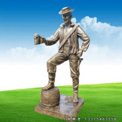 铜雕公园喝酒人物雕塑