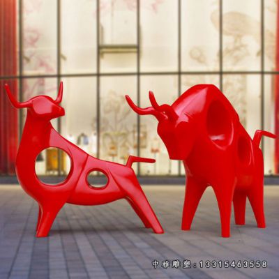 不锈钢抽象牛雕塑