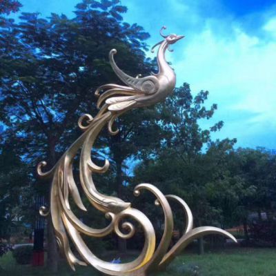 不锈钢凤凰动物雕塑