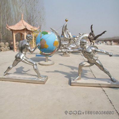 击剑比赛不锈钢人物雕塑